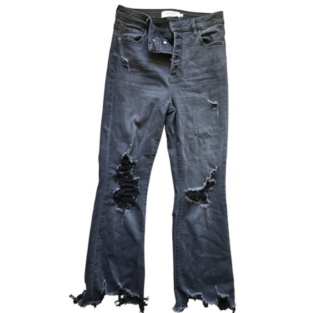 Hidden‎ Black Jeans Size 28 High Rise Raw Hem Straight Distressed Grunge